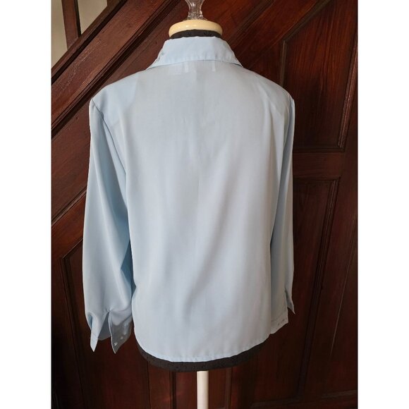 Vintage Apparenza Womens Blue Long Sleeve Embroidered Blouse PM Polyester - Picture 2 of 8
